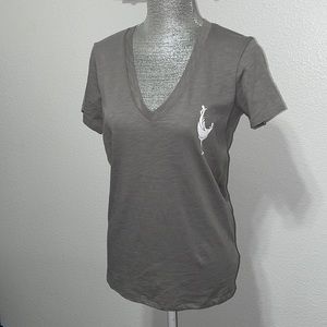 Wine‎ tank short sleeve gray white skeleton wine glasses cups medium 100% cotton